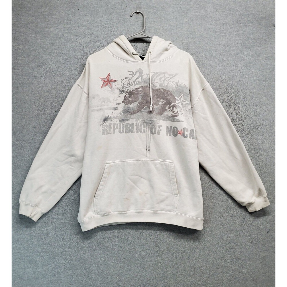 VINTAGE No Fear Men Sweatshirt Medium White Hoodie Nor Cal Graphic Skate READ
